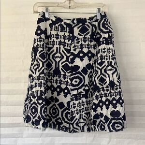 Sara Studio Blue & White Broomstick Skirt Size Medium Boho Crinkle Midi Skirt